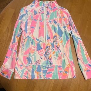 Lilly Pulitzer pop over Colorful Abstract Print Half-Zip Pullover